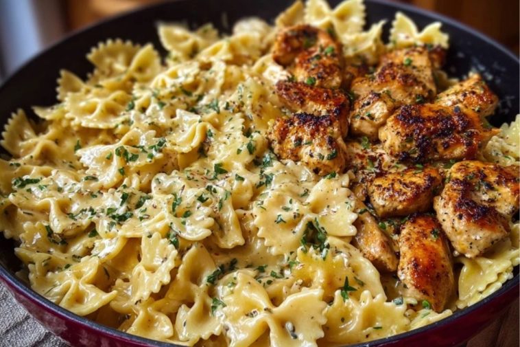 Chicken Creamy Velveeta Bowtie Pasta with Mozzarella Garlic Sauce