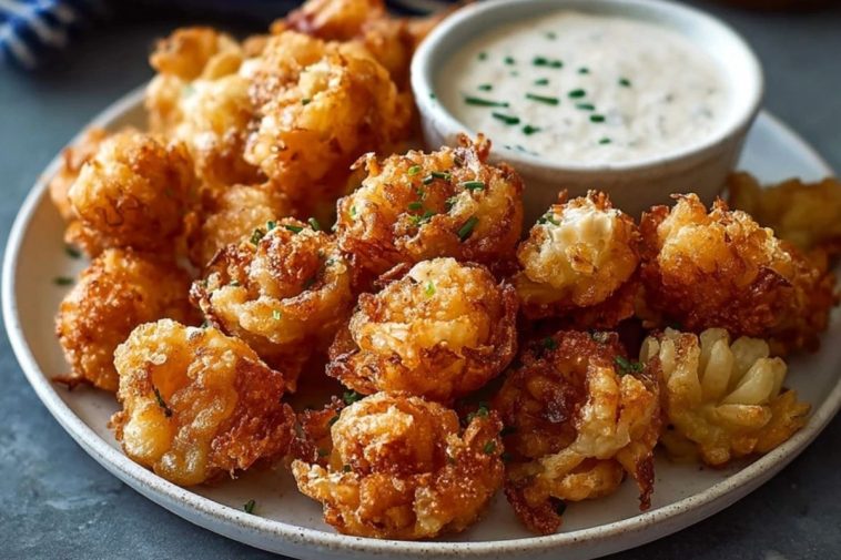 Bite-Sized Blooming Onions with Buttermilk Ranch Dip