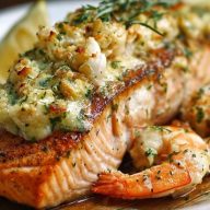 Elegant Crab and Shrimp Stuffed Salmon for Special Occasions
