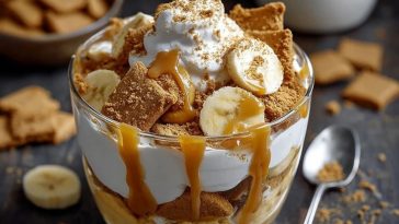 No-Bake Biscoff Banana Pudding with Gooey Caramel Drizzle