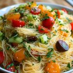 Quick Angel Hair Pasta Salad with Fresh Veggies & Herbs
