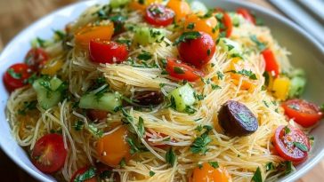 Quick Angel Hair Pasta Salad with Fresh Veggies & Herbs