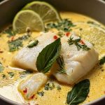 Coconut Lime Poached Fish Soup with a Creamy Finish