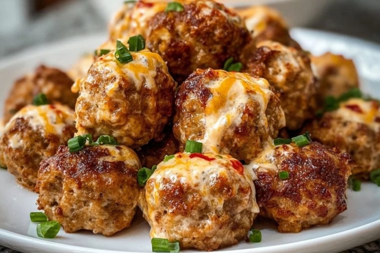 Spicy Rotel Sausage Balls with Cream Cheese