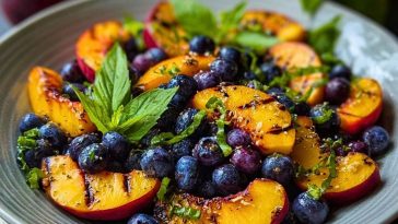 Fresh & Fruity Grilled Peach Blueberry Salad for Summer Days