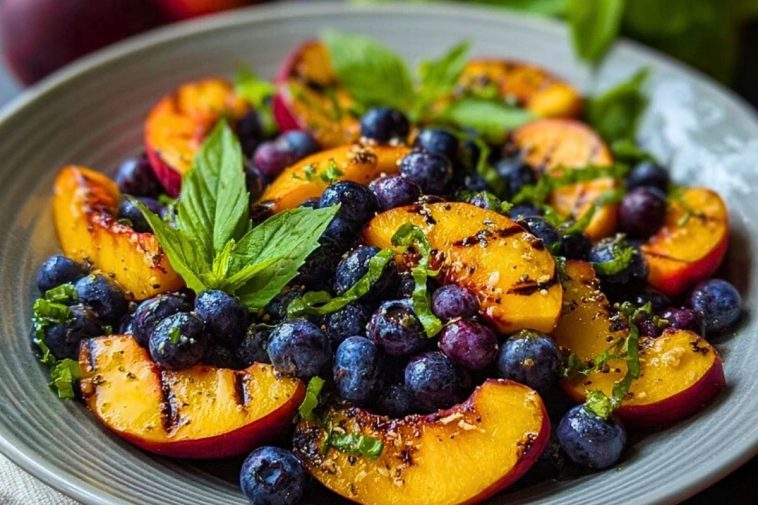 Fresh & Fruity Grilled Peach Blueberry Salad for Summer Days