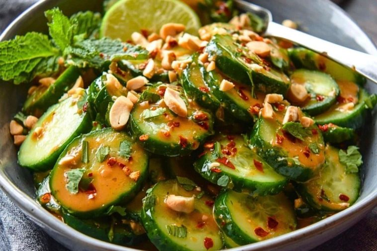 Refreshing Cucumber Salad with Spicy Peanut Dressing