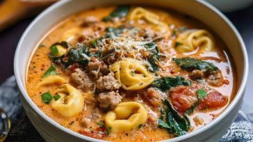 Cozy Slow Cooker Creamy Tortellini Soup with Spinach & Sausage