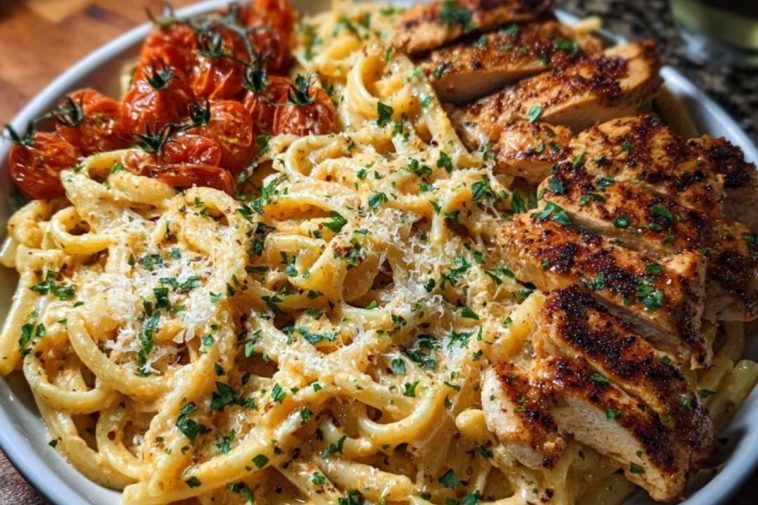Creamy Cajun Chicken Pasta with Parmesan, Garlic, and Mozzarella