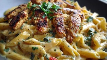 Creamy Cajun Chicken Penne Pasta with Garlic Mozzarella Sauce