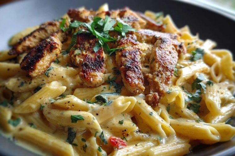 Creamy Cajun Chicken Penne Pasta with Garlic Mozzarella Sauce