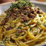 Creamy Parmesan Beef Linguine with Garlic Butter Sauce