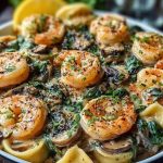 Creamy Spinach Mushroom Shrimp Shells