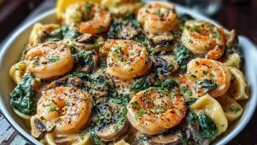 Creamy Spinach Mushroom Shrimp Shells