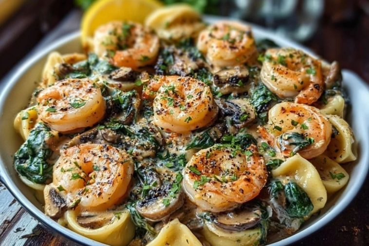 Creamy Spinach Mushroom Shrimp Shells
