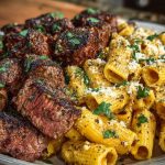 Garlic Butter Steak with Creamy Parmesan Rigatoni