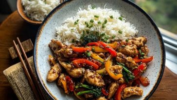 Garlic Chicken Stir-Fry with Rice