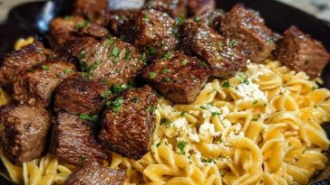 One-Pan Steak Bites & Cheesy Garlic Butter Noodles