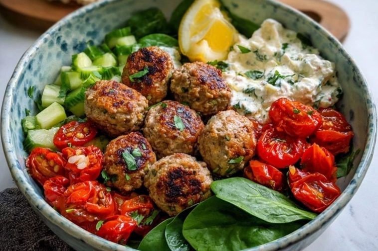 Quick & Healthy Mediterranean Turkey Meatball Bowl