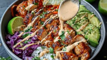 Sweet Chili Chicken Bowl with Coconut Lime Drizzle