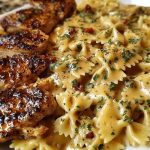 Bowtie Pasta with Creamy Cajun Chicken and Mozzarella Cheese Sauce