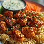 Buffalo Garlic Chicken Bites & Ranch Cajun Alfredo Twisted Pasta