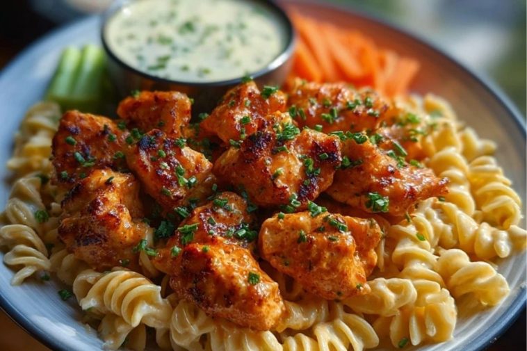Buffalo Garlic Chicken Bites & Ranch Cajun Alfredo Twisted Pasta