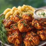Cajun Chicken Bites with Creamy Garlic Herb Alfredo Twists