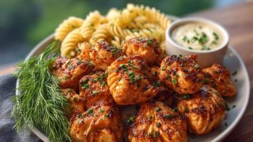Cajun Chicken Bites with Creamy Garlic Herb Alfredo Twists