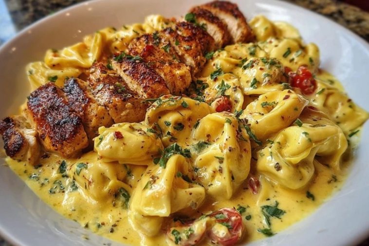 Cajun Garlic Chicken Tortellini in Three-Cheese Cream