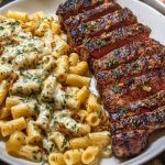 Cheesy Cajun Garlic Butter Steak with Creamy Rigatoni