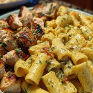 Cheesy Rigatoni with Garlic Parmesan Chicken