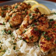 Chicken Scampi with Garlic Parmesan Rice