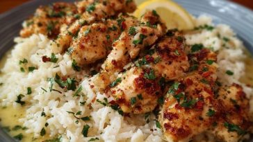 Chicken Scampi with Garlic Parmesan Rice
