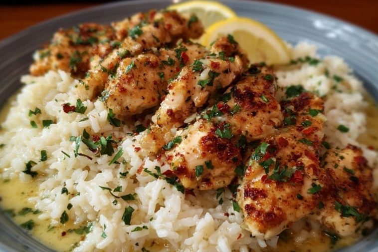 Chicken Scampi with Garlic Parmesan Rice