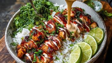 Chili Chicken Bowl with Coconut Lime Drizzle