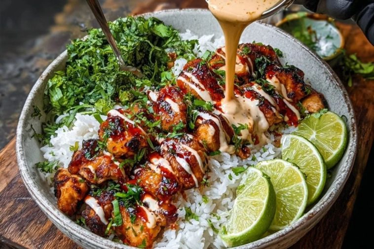 Chili Chicken Bowl with Coconut Lime Drizzle