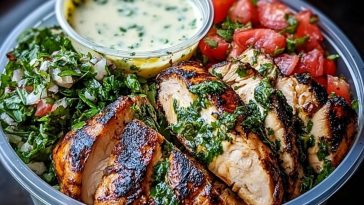 Chimichurri Grilled Chicken Bowl with Garlic Sauce