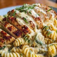 Creamy-Cajun-Chicken-Rotini-with-Garlic-Mozzarella-Sauce.