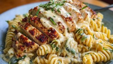 Creamy-Cajun-Chicken-Rotini-with-Garlic-Mozzarella-Sauce.