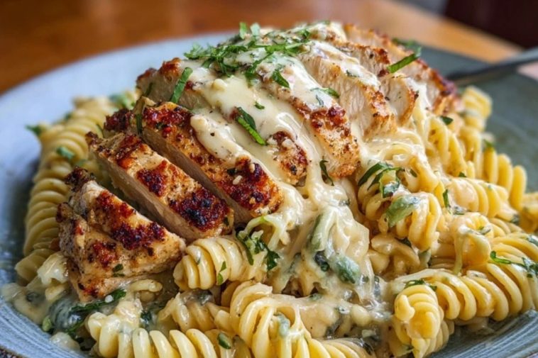 Creamy-Cajun-Chicken-Rotini-with-Garlic-Mozzarella-Sauce.