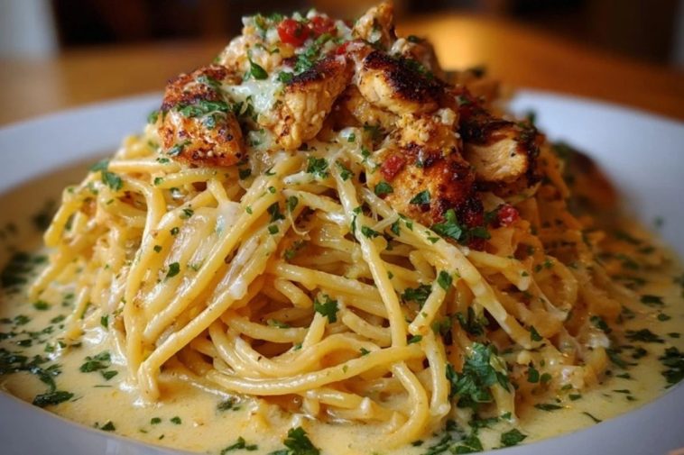 Creamy Cajun Chicken Spaghetti with Garlic Mozzarella Sauce