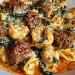 Creamy Garlic Butter Beef Tortellini with Italian Sausage & Spinach