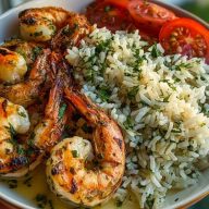 Creamy Garlic Butter Shrimp Bowl with Herb Rice