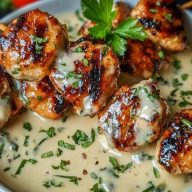 Creamy Garlic Sauce with Grilled Chicken Bites