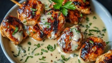 Creamy Garlic Sauce with Grilled Chicken Bites