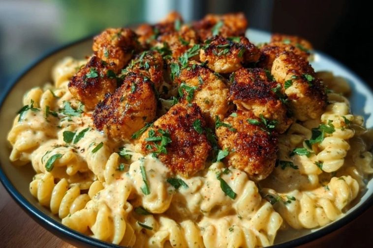Creamy Jalapeño Garlic Chicken Bites with Twisted Cheddar Cajun Pasta