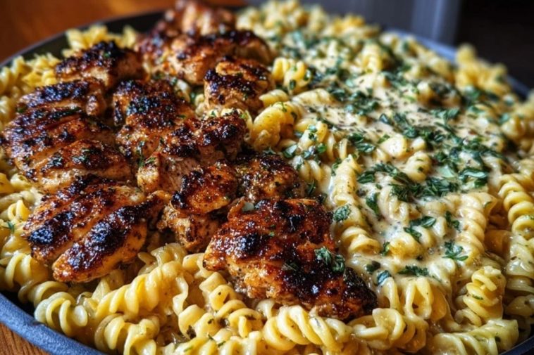 Creamy Parmesan Rotini with Cajun Garlic Butter Chicken