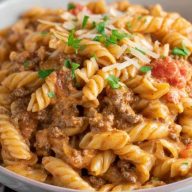 Creamy Rotel Pasta & Ground Beef