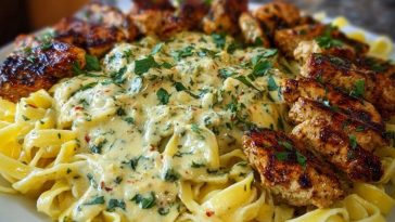 Creamy Velveeta Chicken Fettuccine with Garlic Cheese Sauce